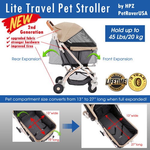 HPZ Pet Rover Lite Folding Standard Stroller & Reviews Wayfair